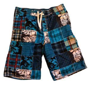 Old Navy Hawaiian Patchwork Style Board Shorts /Swim Trunks - Size 14-16 XL